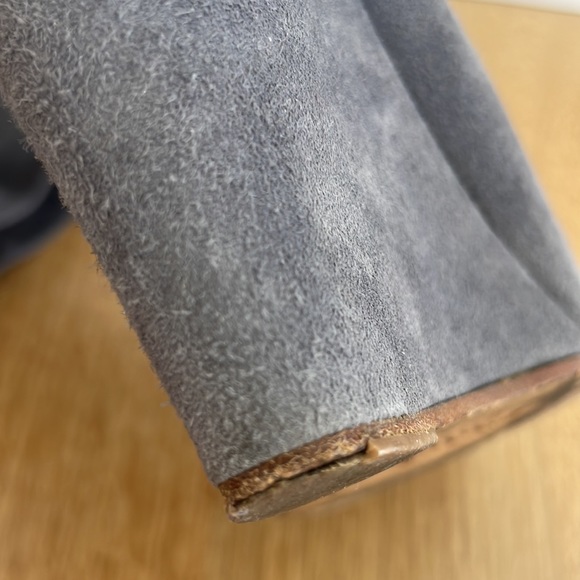 Chloe Gray Suede Wedge Boot With Wrap Around Ties Size 38 - Picture 10 of 13